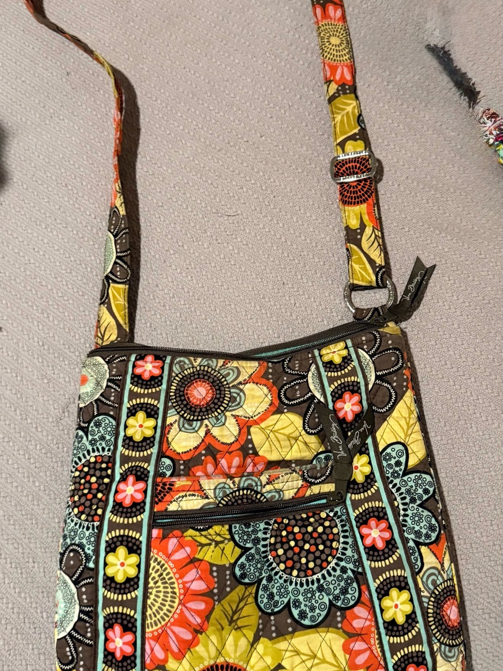 Vera Bradley Quilted Floral Crossbody in Yellow, Orange & Brown